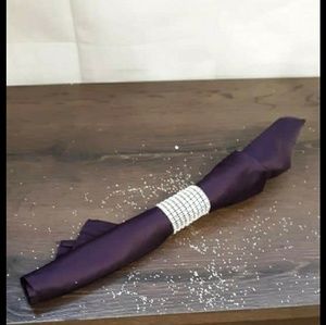 Purple napkins with silver rings